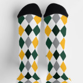 Beer Green en Gold Argyle Pattern Socks Sokken (Top)