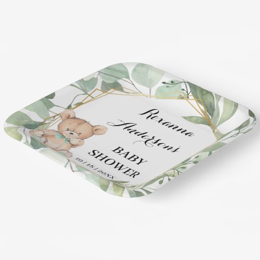 Beer Greenery Gold Baby shower Papieren Bordje (Gebogen)