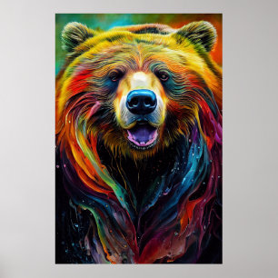 Beer Grizzly Dier Ontdekking Avontuur Natuur PLA Poster