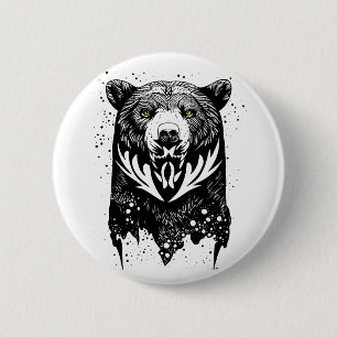 Beer Grizzly Wild Animal Natuur Illustratie Art Ronde Button 5,7 Cm
