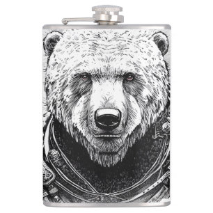 Beer grizzly wilde Natuur illustratielijn episch Heupfles