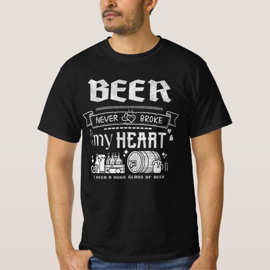 Beer heeft nooit mijn hart gebroken t-shirt (Voorkant)