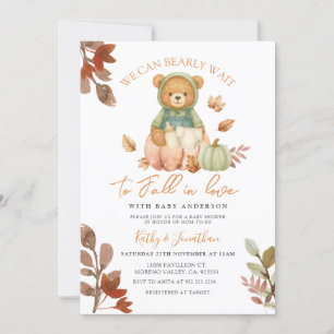 Beer Herfst in Liefde Pompoen Melkfles Baby shower Kaart