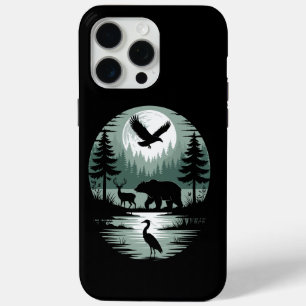 Beer Herten Arend Maan Bos Silhouet iPhone 15 Pro Max Hoesje
