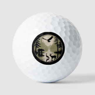 Beer Herten Arend Maan Bos Silhouet Golfballen