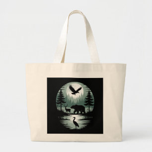 Beer Herten Arend Maan Bos Silhouet Grote Tote Bag