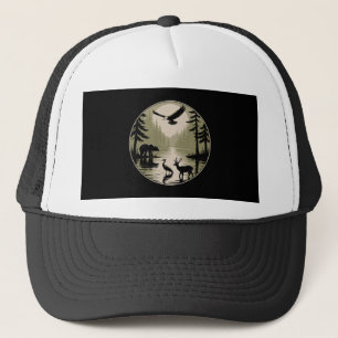 Beer Herten Arend Maan Bos Silhouet Trucker Pet