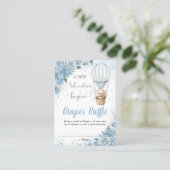 Beer Hete Luchtballon Blauwe Floral Luier Raffle Visitekaartje (Staand voorkant)