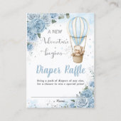 Beer Hete Luchtballon Blauwe Floral Luier Raffle Visitekaartje (Voorkant)