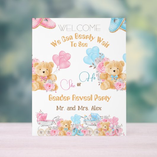 Beer Hij of Zij Gender Onthaal Welkom Acryl Bord (Neutraal)