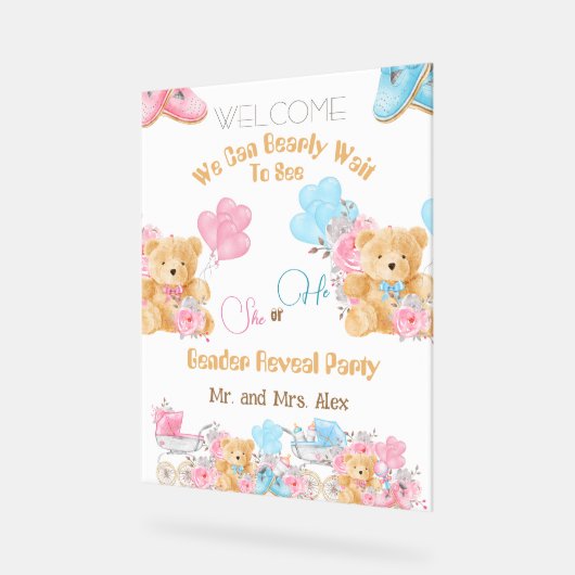 Beer Hij of Zij Gender Onthaal Welkom Acryl Bord (Hoek)