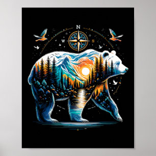 Beer Hiking Grizzly Beer Camping Kampeerder Poster