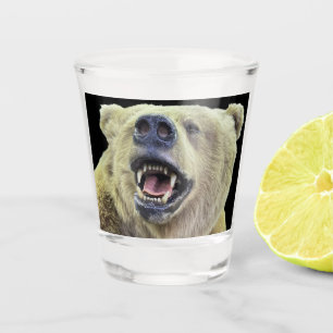 Beer hoofd open mond grommen wilde dier shot glas