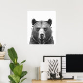 Beer Hoofd portret zwart wit Poster (Thuiskantoor)