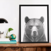 Beer Hoofd portret zwart wit Poster