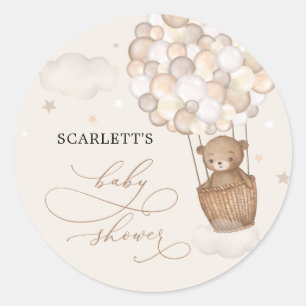 Beer Hot Air-ballonwolkenkrabber Baby shower Ronde Sticker