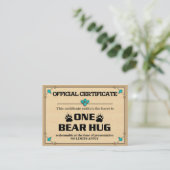 BEER HUG Certificate Cards Kortingskaartje (Staand voorkant)