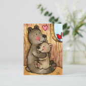 Beer Hugs - Cute Teddy Bear Art Briefkaart (Staand voorkant)