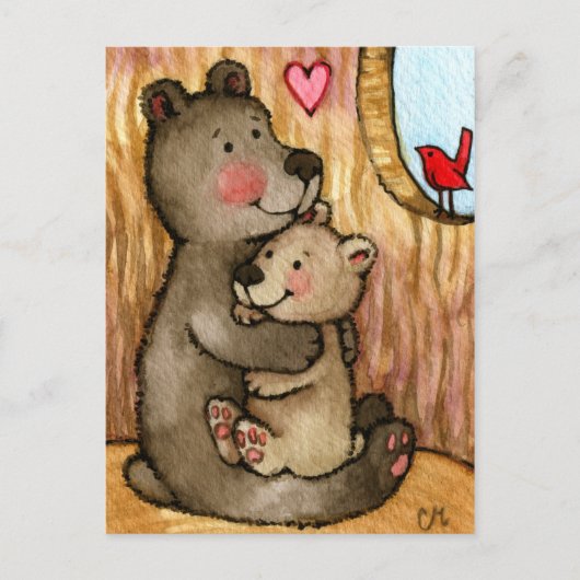 Beer Hugs - Cute Teddy Bear Art Briefkaart (Voorkant)