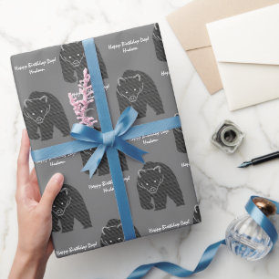 Beer Hunt Birthday Rustic Grey Custom Message Cadeaupapier