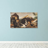 Beer Hunt of, strijd tussen honden en Beren Canvas Afdruk (Insitu (Houten vloer))