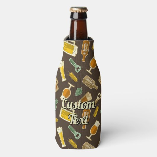 Beer Icons Pattern Bottle Cooler (Fles Voorkant)