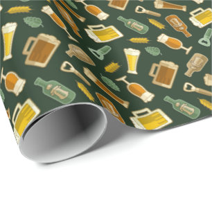 Beer Icons Pattern Wrapping Paper Cadeaupapier