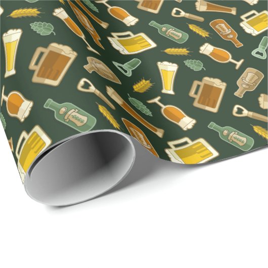 Beer Icons Pattern Wrapping Paper Cadeaupapier (Rol Hoek)