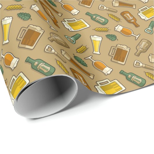Beer Icons Pattern Wrapping Paper Cadeaupapier (Rol Hoek)