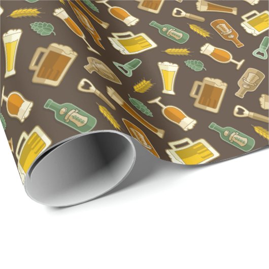 Beer Icons Pattern Wrapping Paper Cadeaupapier (Rol Hoek)