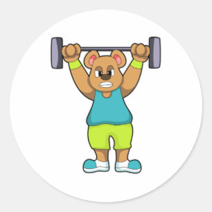 Beer in Bodybuilding met Barbell Ronde Sticker