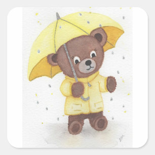 Beer in de regen vierkante sticker