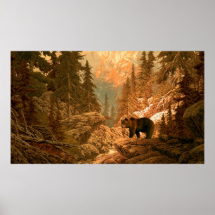Beer in de Rocky Mountainsbeer, bruin, dierlijk, g Poster