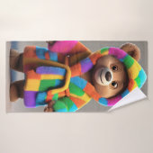 Beer in een kleurrijk gewaad badhanddoek (Badhanddoek)