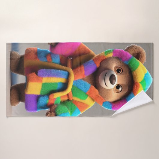 Beer in een kleurrijk gewaad badhanddoek (Badhanddoek)