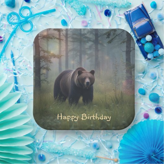 Beer in een magisch bos papieren bordje (Feest)