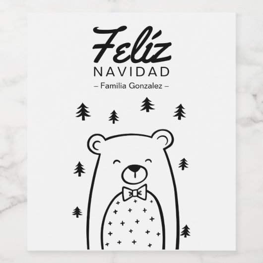 Beer in Forest Navidad Wijnlabels Wijn Etiket (Enkel label)