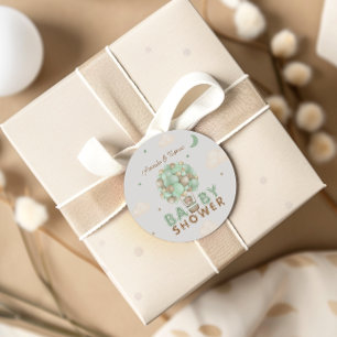 Beer in Groene Hete Luchtballon Baby shower Ronde Sticker