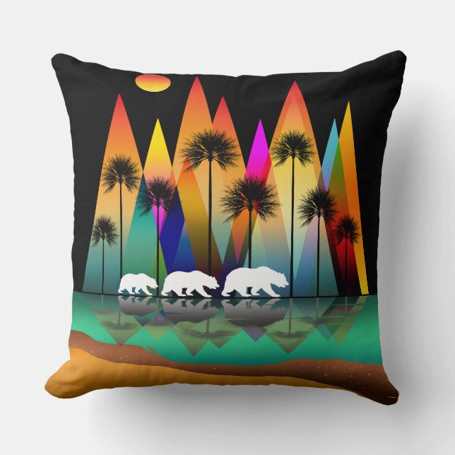 Beer in het moderne bos kussen (Voorkant)