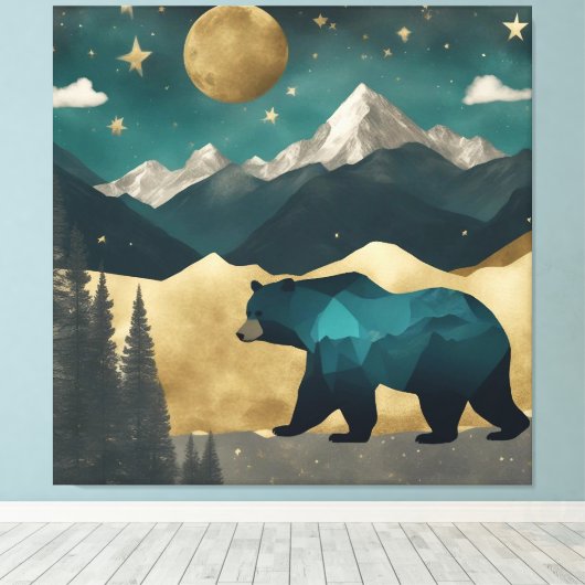 Beer in het Moonlight Design Canvas Afdruk (Insitu (Houten vloer))