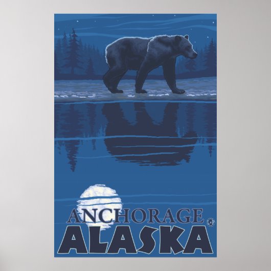 Beer in Moonlight - Anchorage, Alaska Poster (Voorkant)