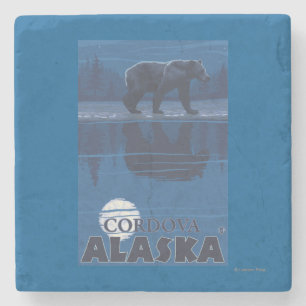 Beer in Moonlight - Cordova, Alaska Stenen Onderzetter