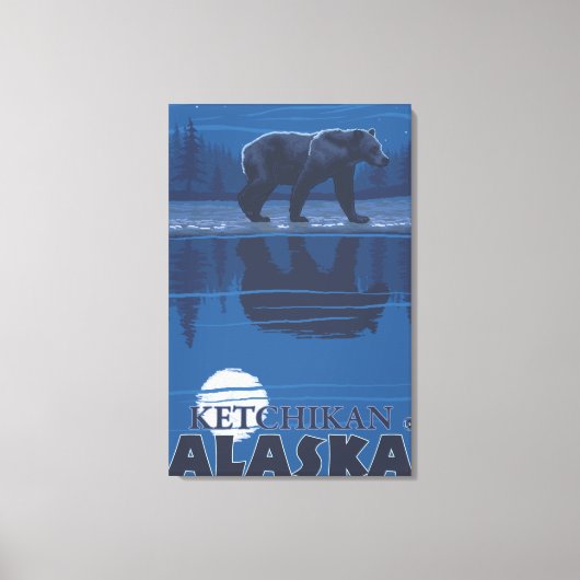 Beer in Moonlight - Ketchikan, Alaska Canvas Afdruk (Voorkant)