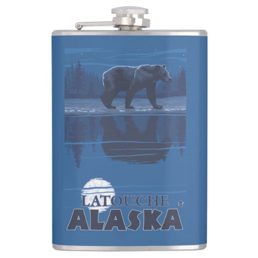 Beer in Moonlight - Latouche, Alaska Heupfles (Voorkant)