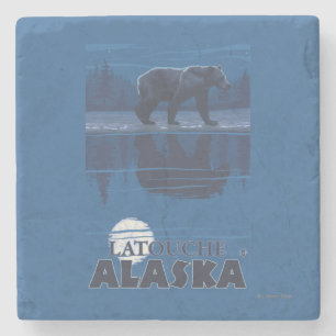 Beer in Moonlight - Latouche, Alaska Stenen Onderzetter