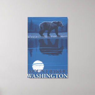 Beer in Moonlight - Mount Baker, Washington Canvas Afdruk