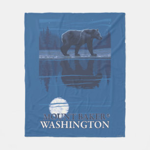 Beer in Moonlight - Mount Baker, Washington Fleece Deken