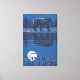 Beer in Moonlight - Mount Hood, Oregon Canvas Afdruk