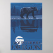 Beer in Moonlight - Mount Hood, Oregon Poster (Voorkant)