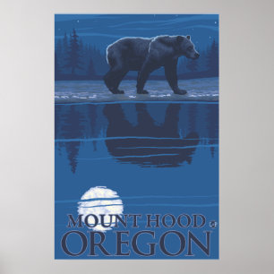 Beer in Moonlight - Mount Hood, Oregon Poster